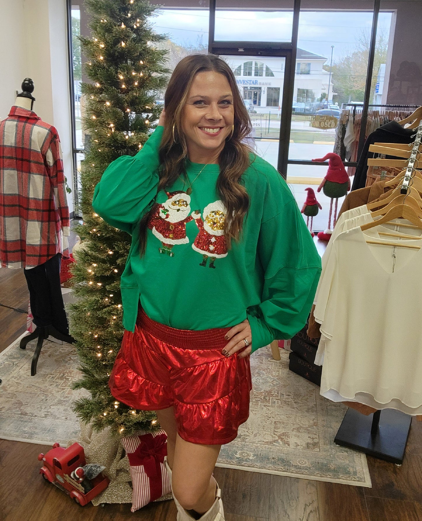 Metallic Red Swing Shorts