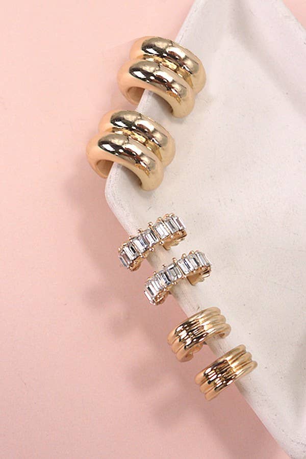 Double hoop huge trio earrings
