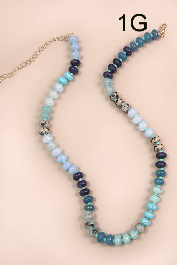 Multi - colored glass bead necklace