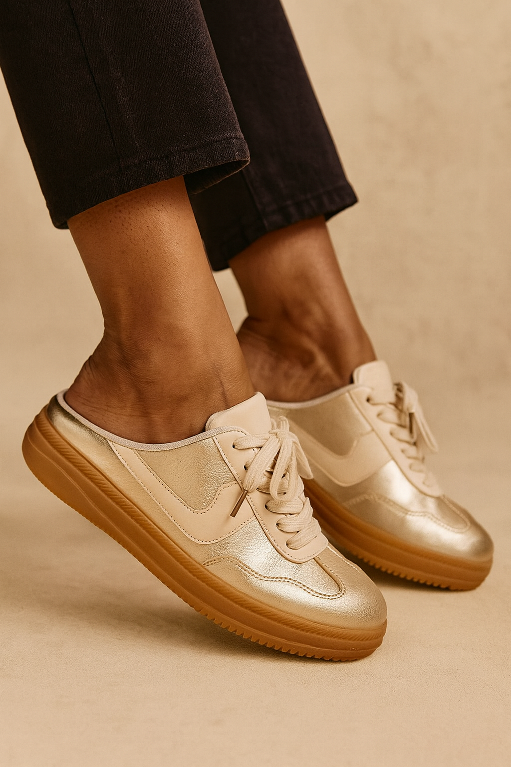 Gold Slip On Mule Sneaker