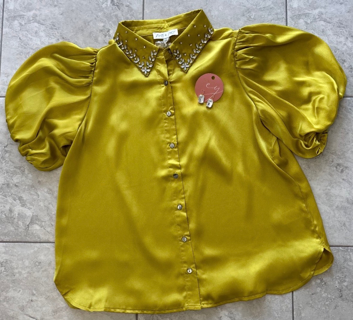 Lime Diamond Collared Shirt
