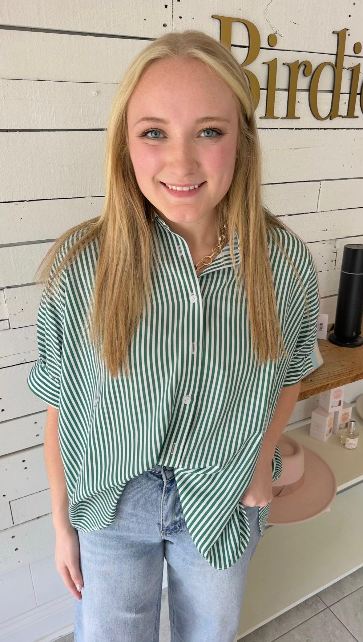 Oversized Green Button Down