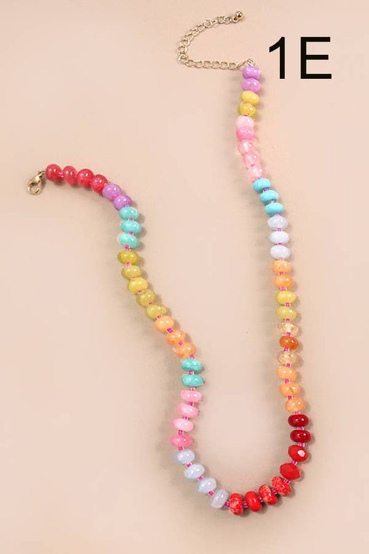 Multi - colored glass bead necklace
