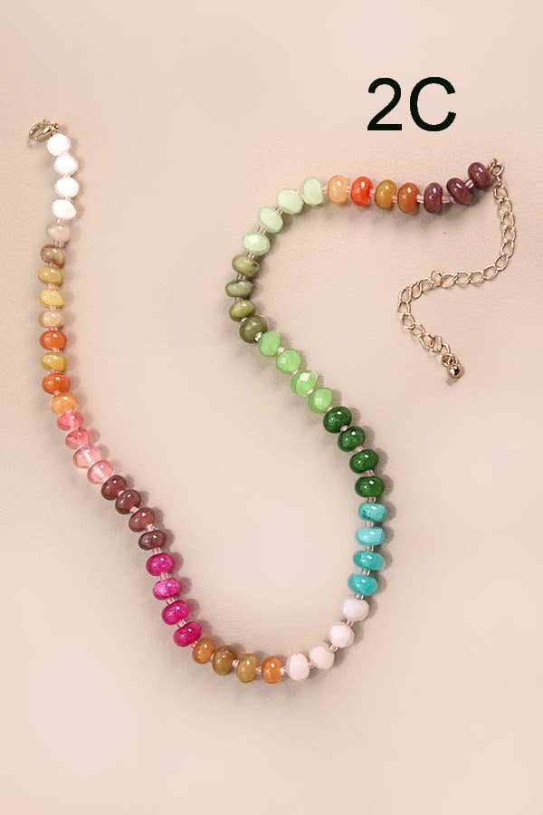 Multi - colored glass bead necklace